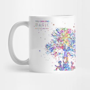 Kids reading under tree Mug